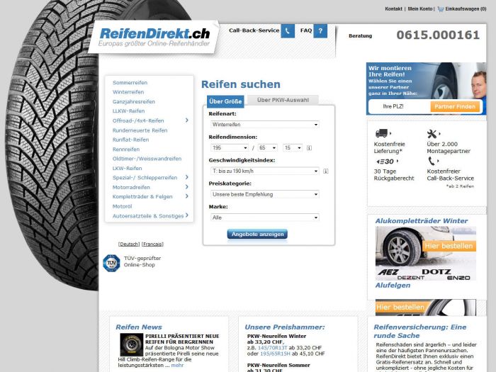 Reifendirekt.ch Onlineshop