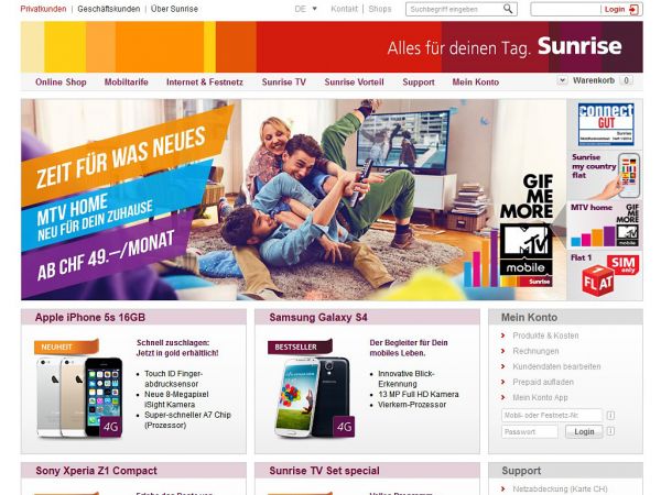 Sunrise.ch Onlineshop